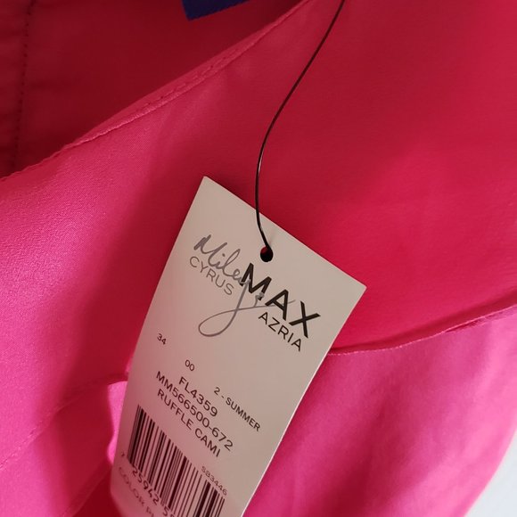 Miley Cyrus Max Azria Hot Pink Ruffle Cami Top XL - Picture 2 of 7